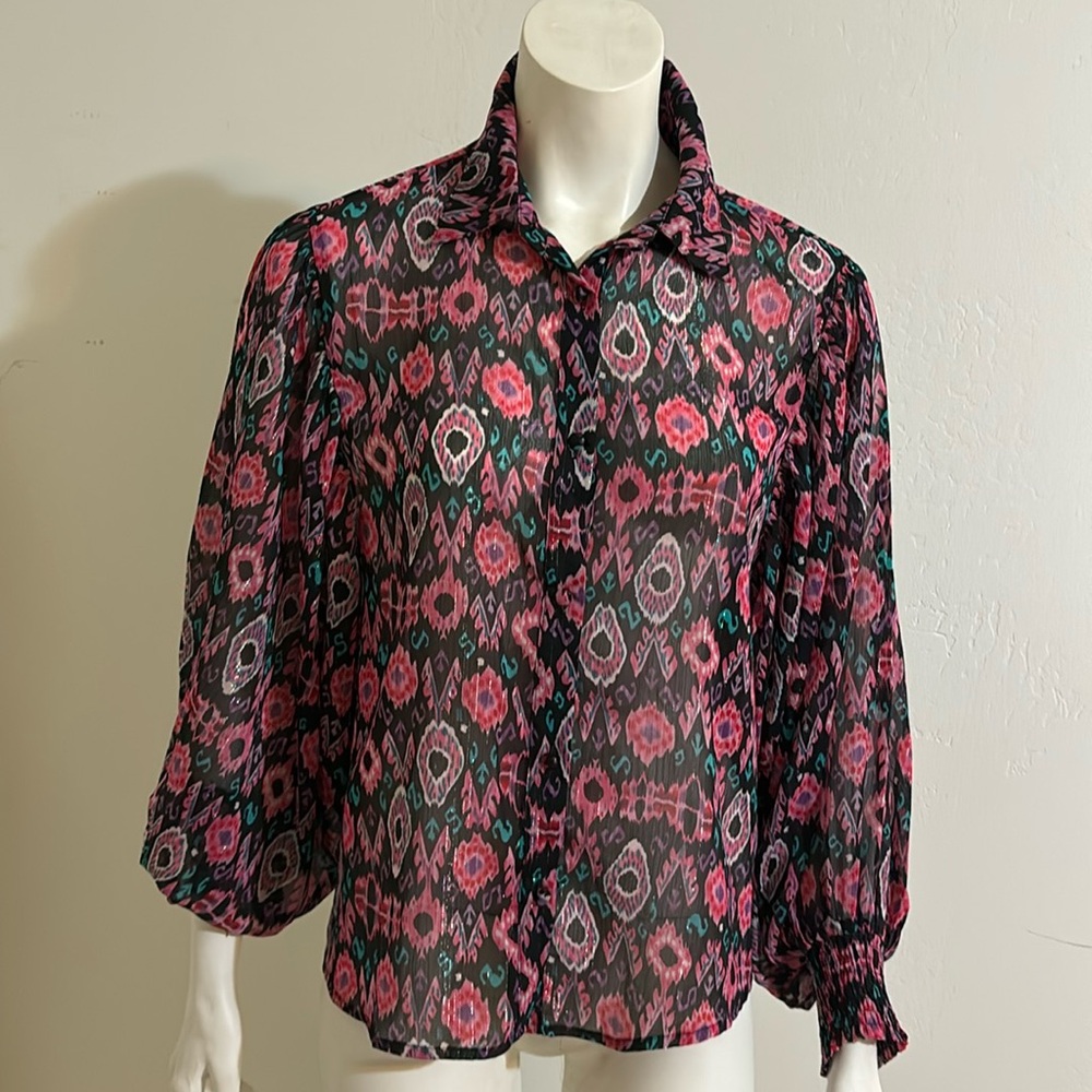 Chiffon printed big sleeve top